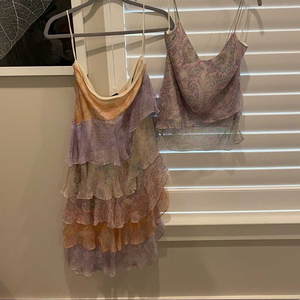 🍀 Ralph Lauren Black Label Silk Skirt & Tank Set